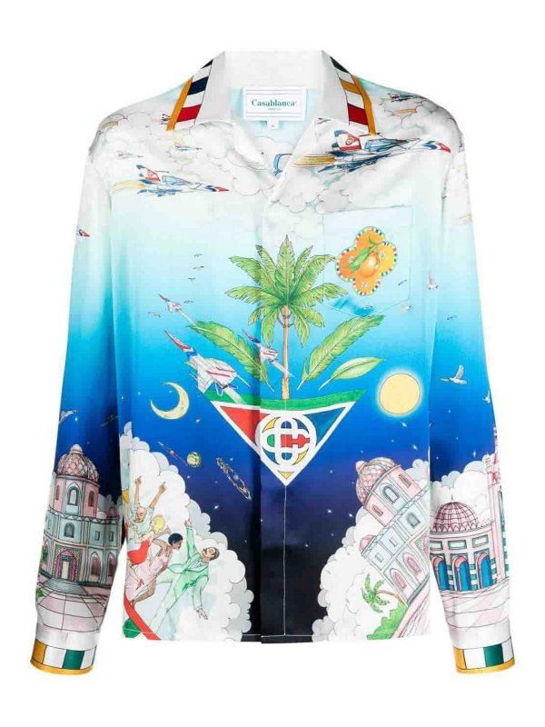 CASABLANCA Luxurious Cuban Collar Silk Shirt for Men - FW23 Collection