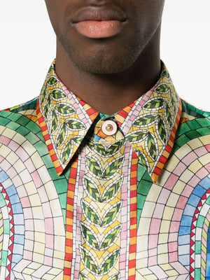 CASABLANCA Men's Multicolour Silk Mosaic Printed Shirt