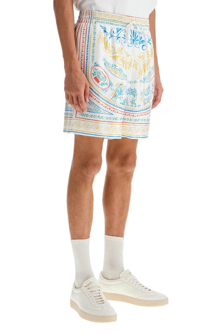 CASABLANCA Silk Twill Bermuda Shorts with Crayon Vase Print