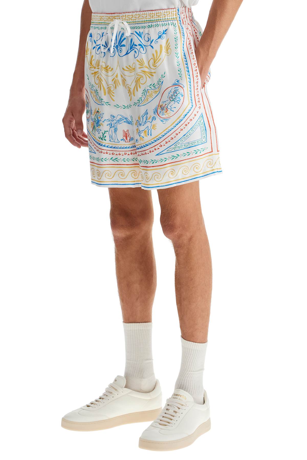 CASABLANCA Silk Twill Bermuda Shorts with Crayon Vase Print