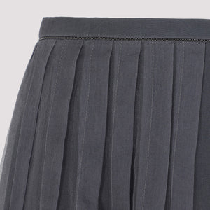 BRUNELLO CUCINELLI Elegant Silk Midi Skirt with Monili Detail