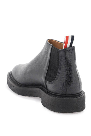 THOM BROWNE Men's Black Mid-Top Chelsea Ankle Boots for FW23
