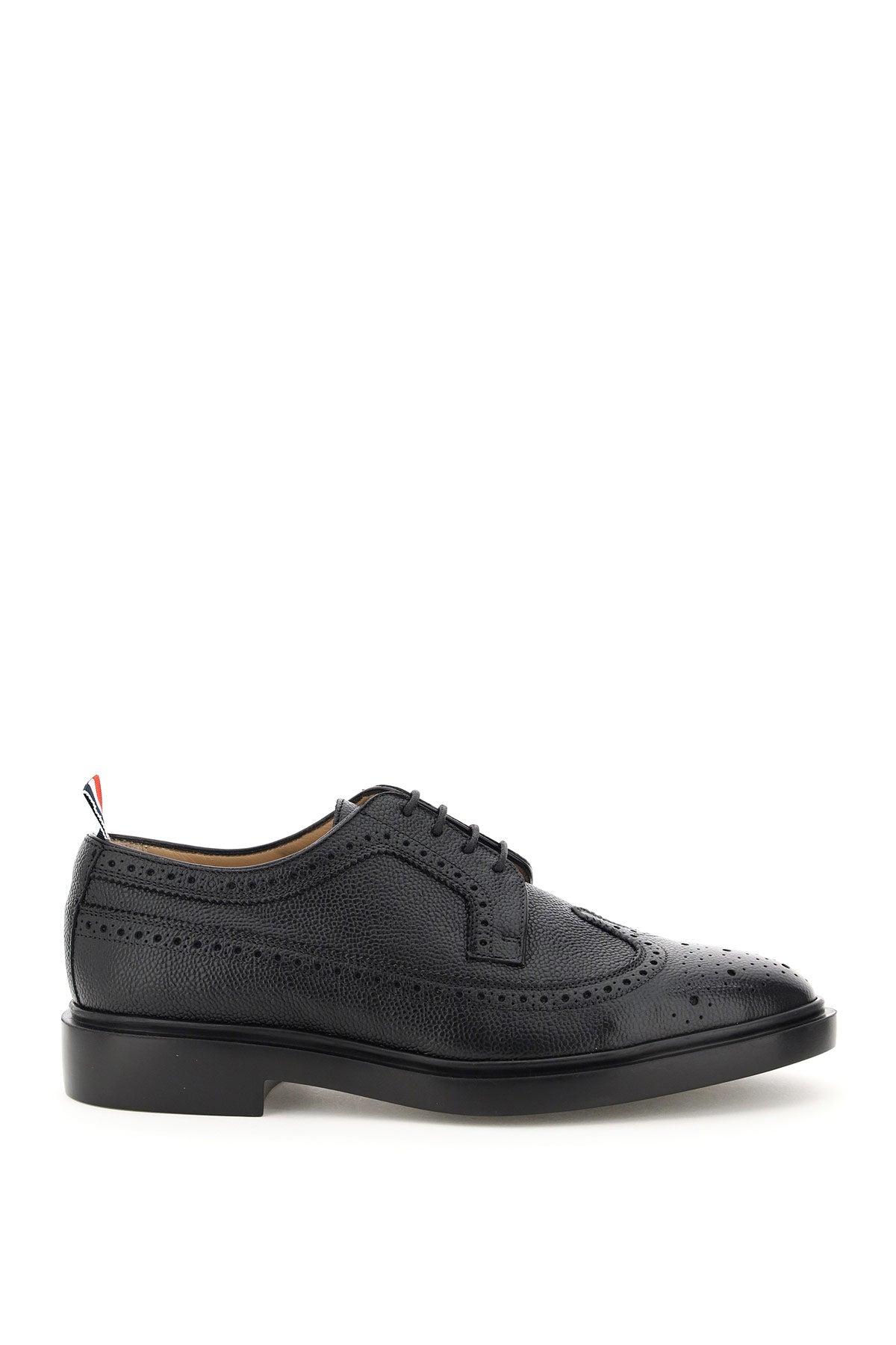 THOM BROWNE Men's Black Leather Lace-Up Moccasins for SS23