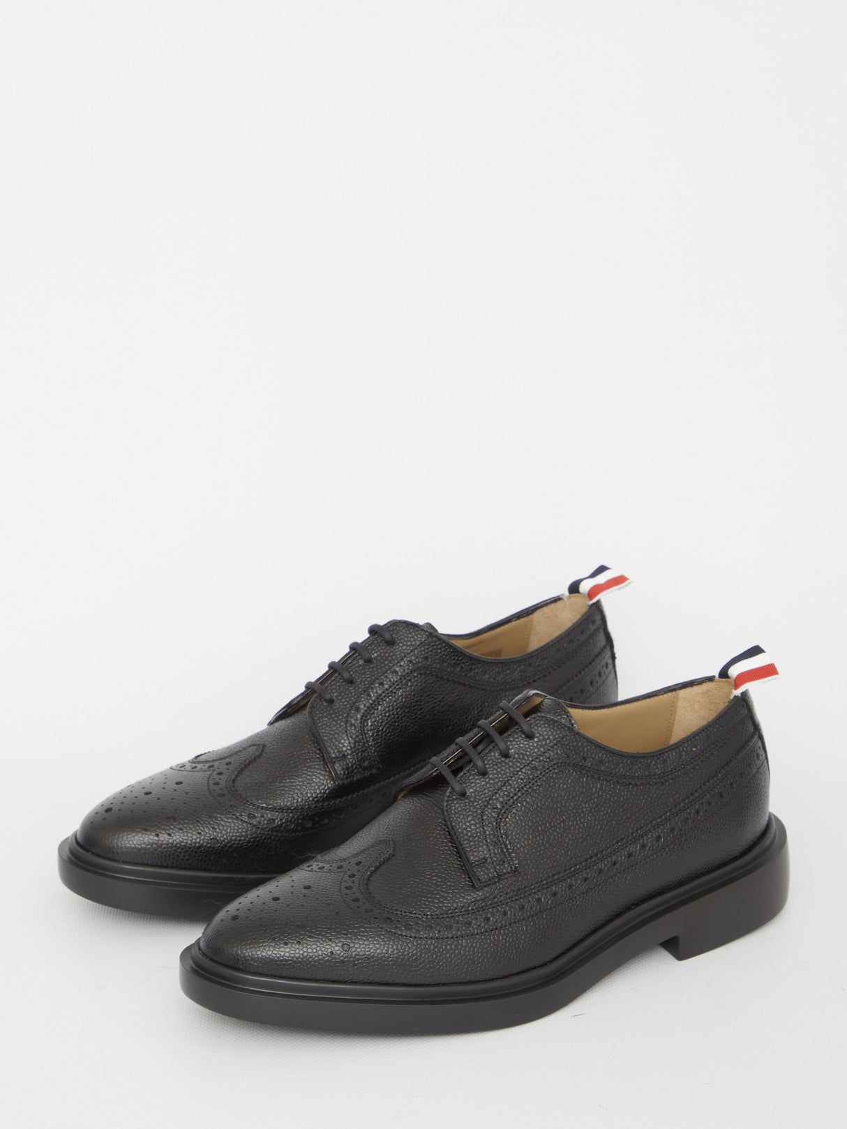 THOM BROWNE Men's Black Leather Lace-Up Moccasins for SS23