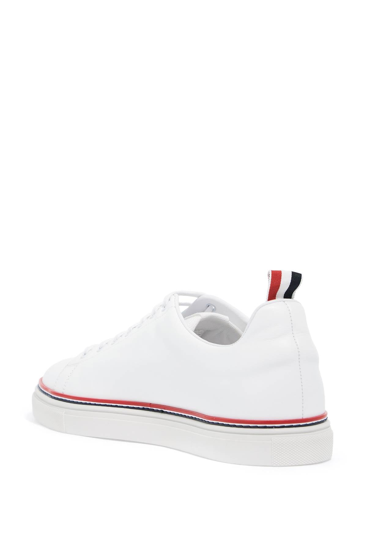 THOM BROWNE Minimal Design Leather Sneakers with Tricolor Detail for Men