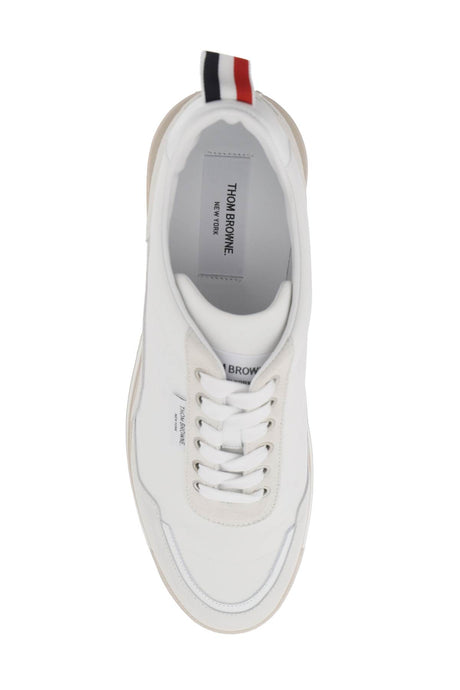 THOM BROWNE Men's White Sneakers with Colorful Grosgrain Detail