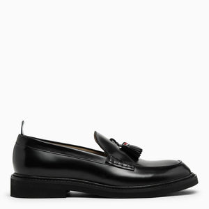 THOM BROWNE Men's Black Leather Tassel Loafers for SS24