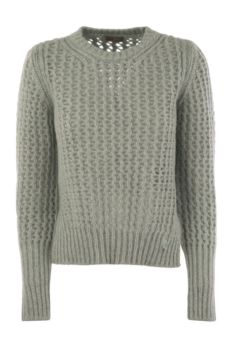 HERNO Elegant Alpaca-Wool Blend Sweater with Graphic Openwork