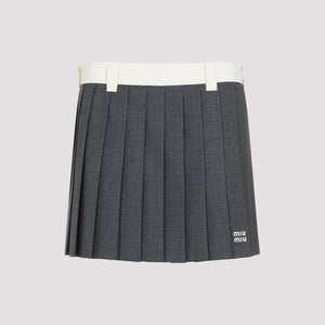 MIU MIU Wool Mini Skirt for Women - SS25 Collection