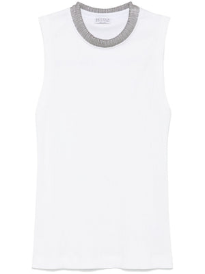 BRUNELLO CUCINELLI Sleeveless Cotton Tank Top with Signature Detail