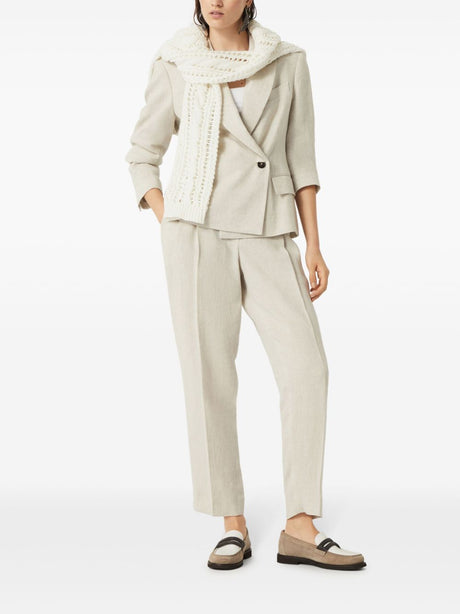 BRUNELLO CUCINELLI Linen Trousers for Women - Light Beige