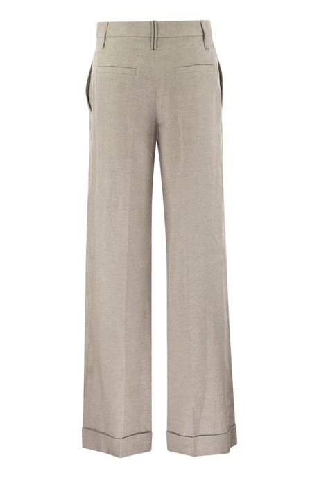 BRUNELLO CUCINELLI Light Grey Straight Pants for Women - 24SS Season