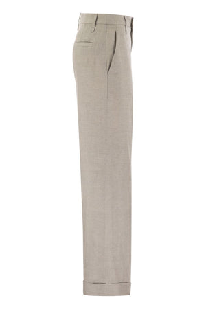 BRUNELLO CUCINELLI Light Grey Straight Pants for Women - 24SS Season