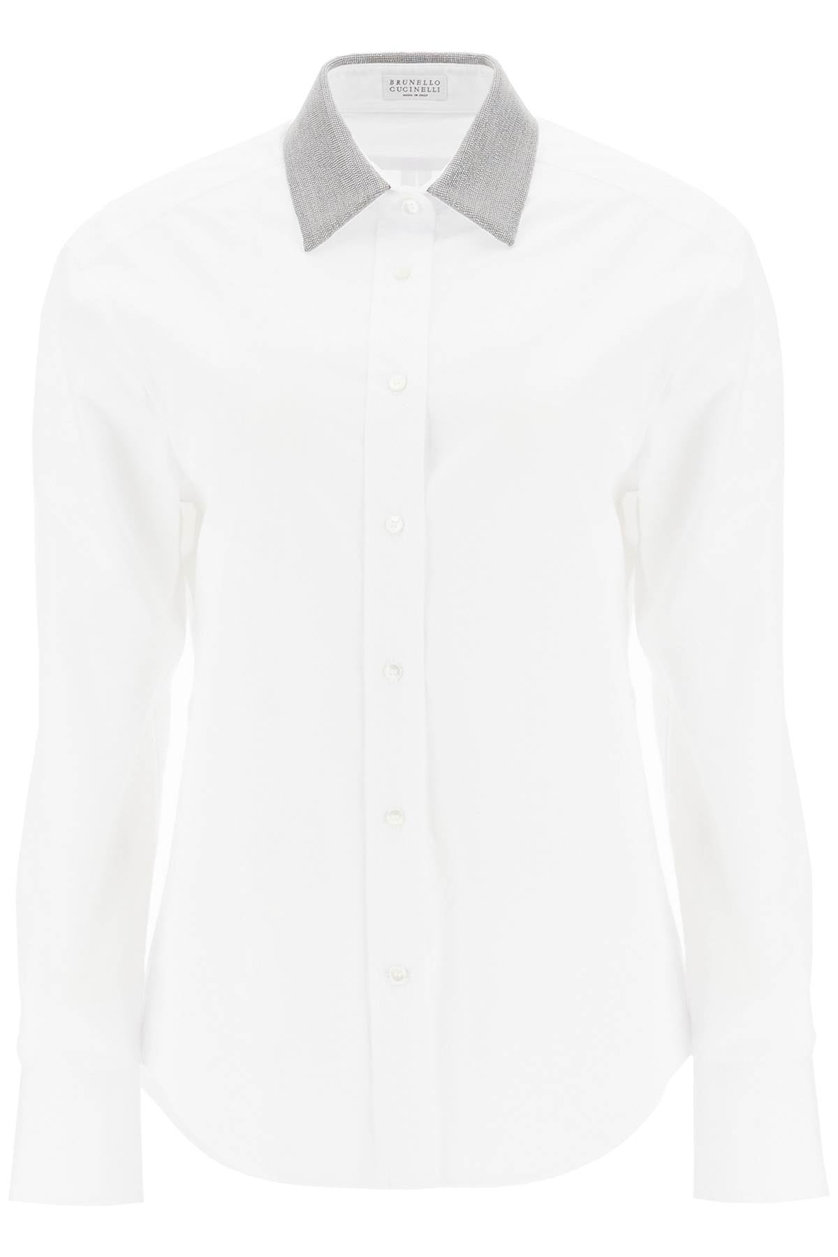 BRUNELLO CUCINELLI Elegant Beaded Collar Cotton Shirt