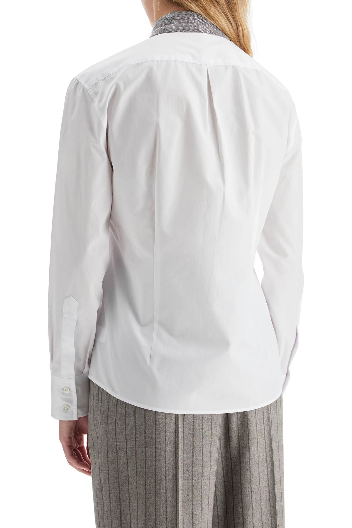 BRUNELLO CUCINELLI Elegant Beaded Collar Cotton Shirt