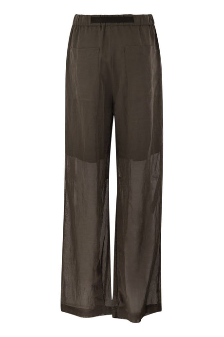 BRUNELLO CUCINELLI Ergonomic Luxe Cotton Trouser with Belt in Summery Chocolate Brown