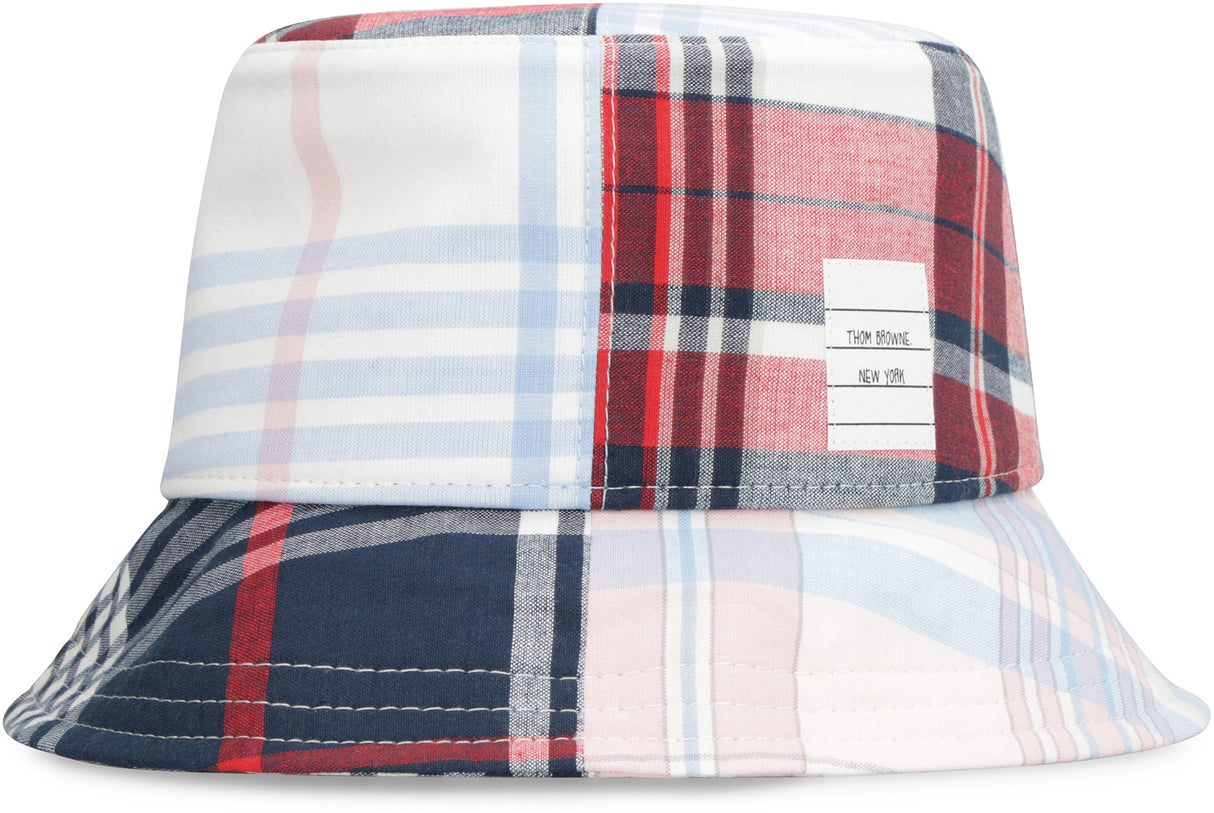 THOM BROWNE Multicolor Check Cotton Hat for Men