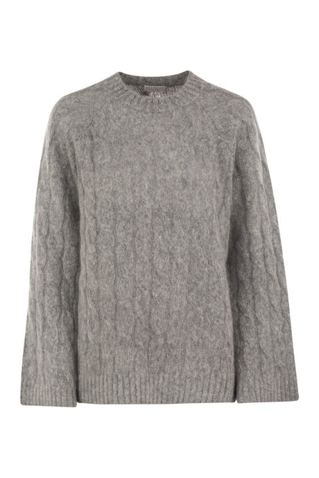 BRUNELLO CUCINELLI Wool and Mohair Crewneck Sweater with Elegant Detail