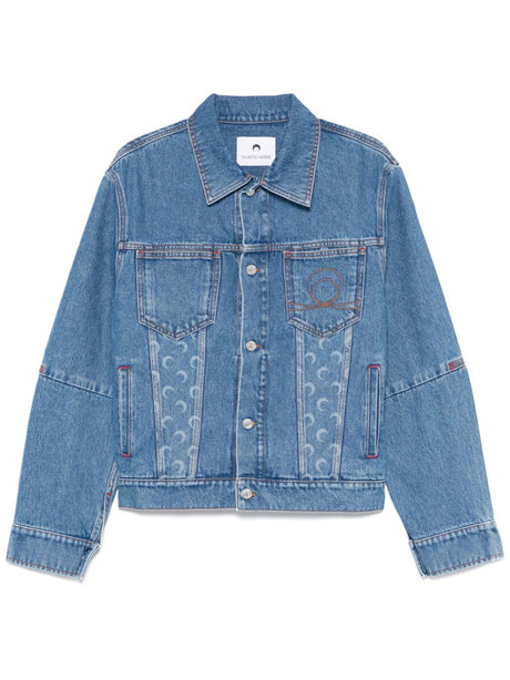 MARINE SERRE Denim Jacket with Button Front and Chest Pockets