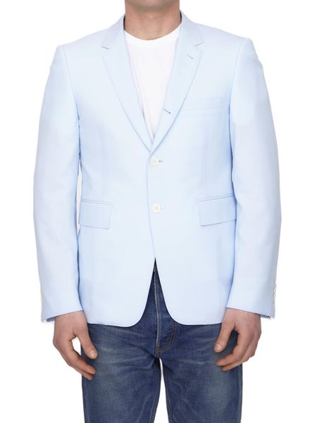 THOM BROWNE Men's Single-Breasted Wool Jacket in Light Blue for SS23