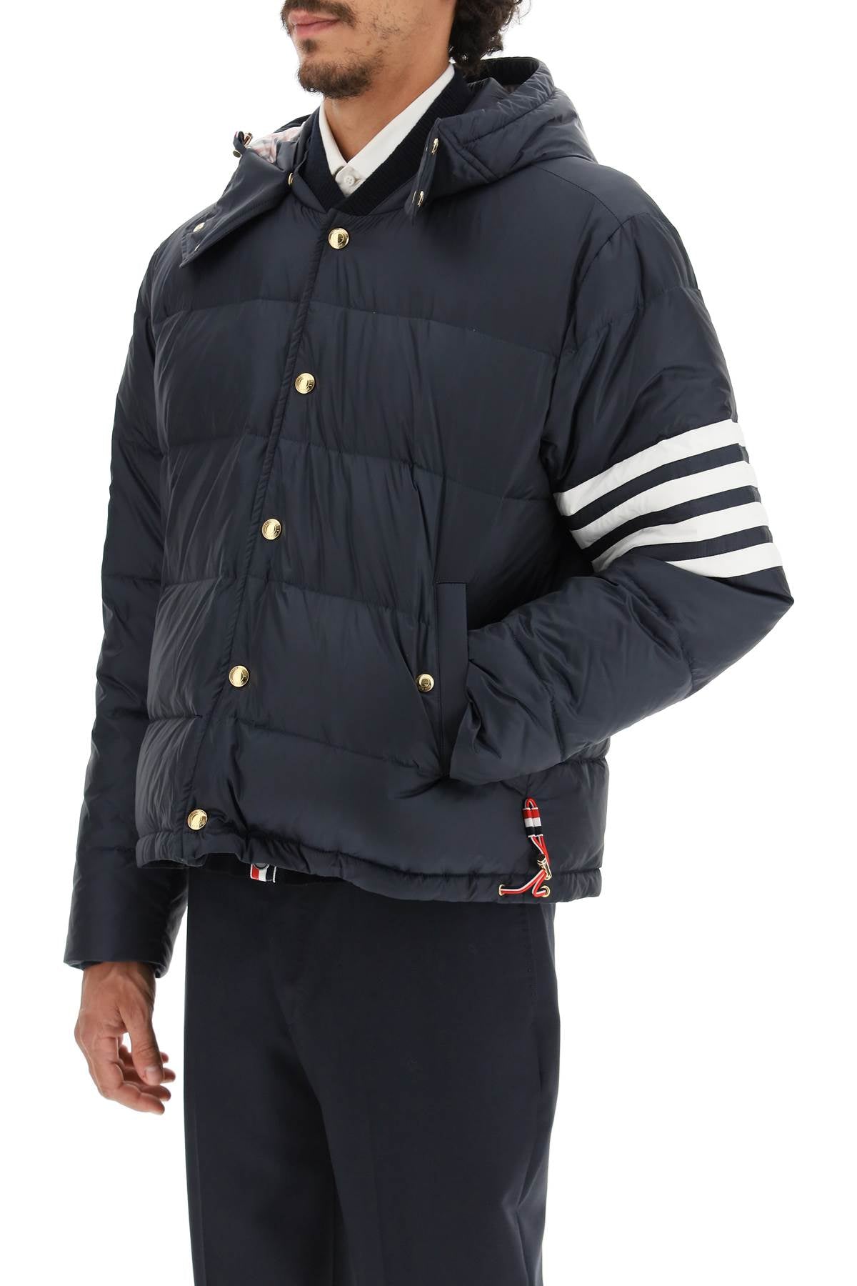 THOM BROWNE Luxury Detachable Hood Bomber Jacket