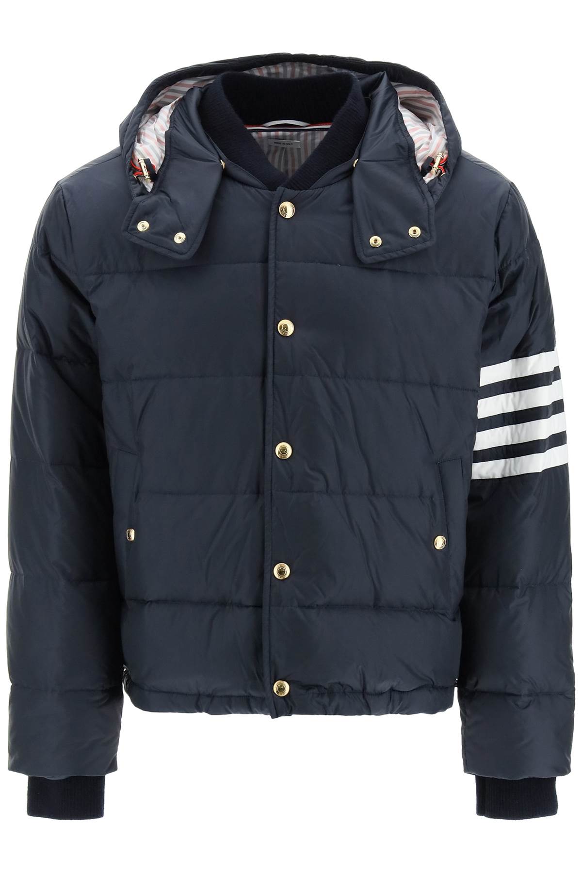 THOM BROWNE Luxury Detachable Hood Bomber Jacket