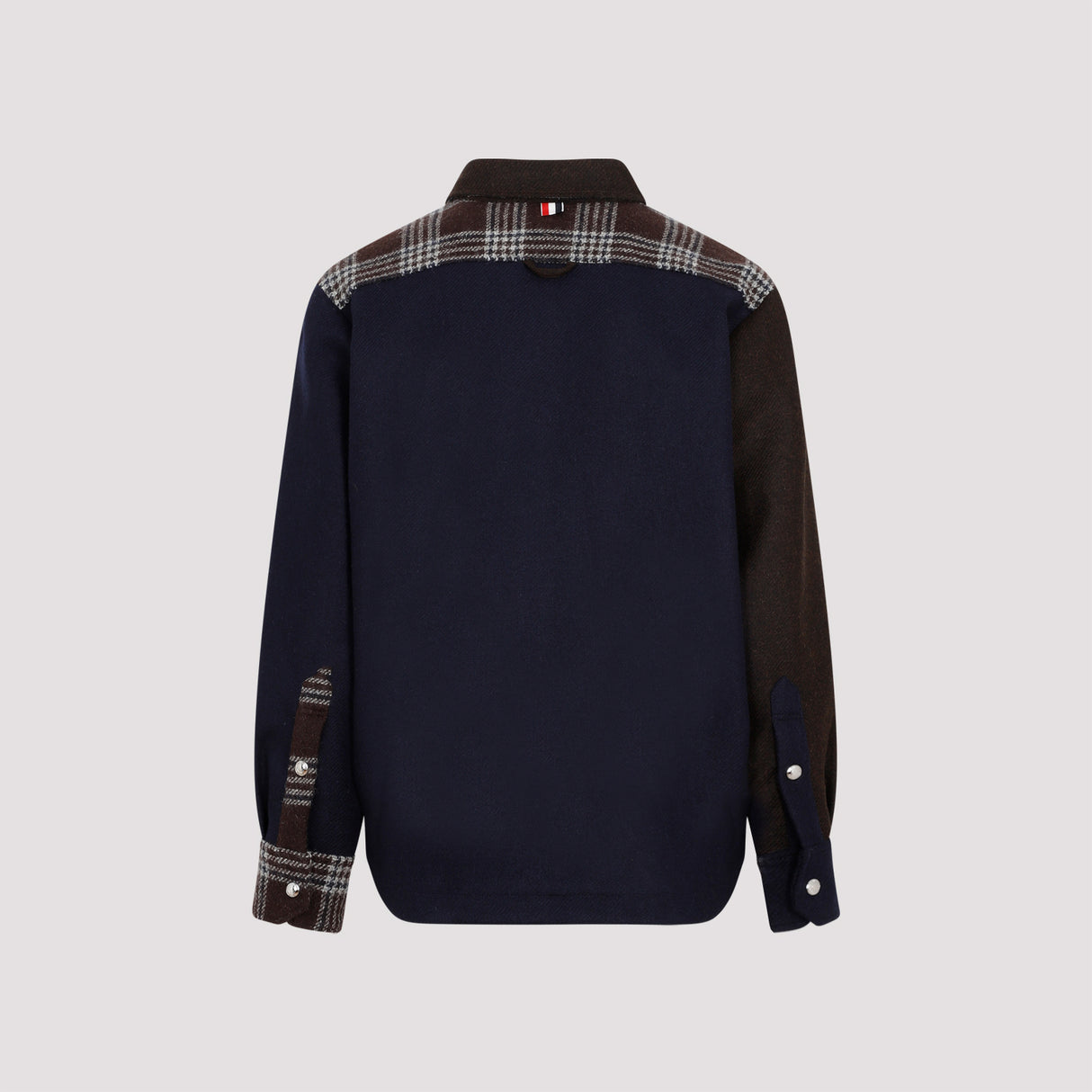 THOM BROWNE Men's Brown Wool Snap Front Shirt Jacket for FW23