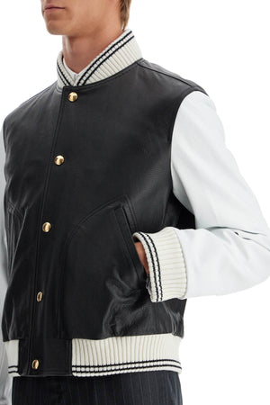 THOM BROWNE Classic Leather Varsity Bomber Jacket