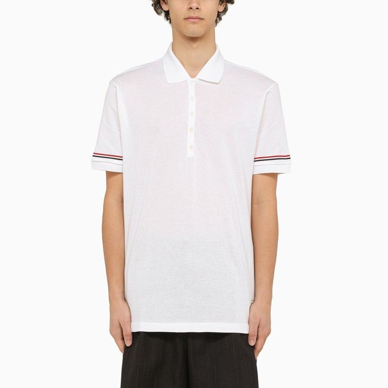 THOM BROWNE Men's Tricolor Intarsia Polo Shirt