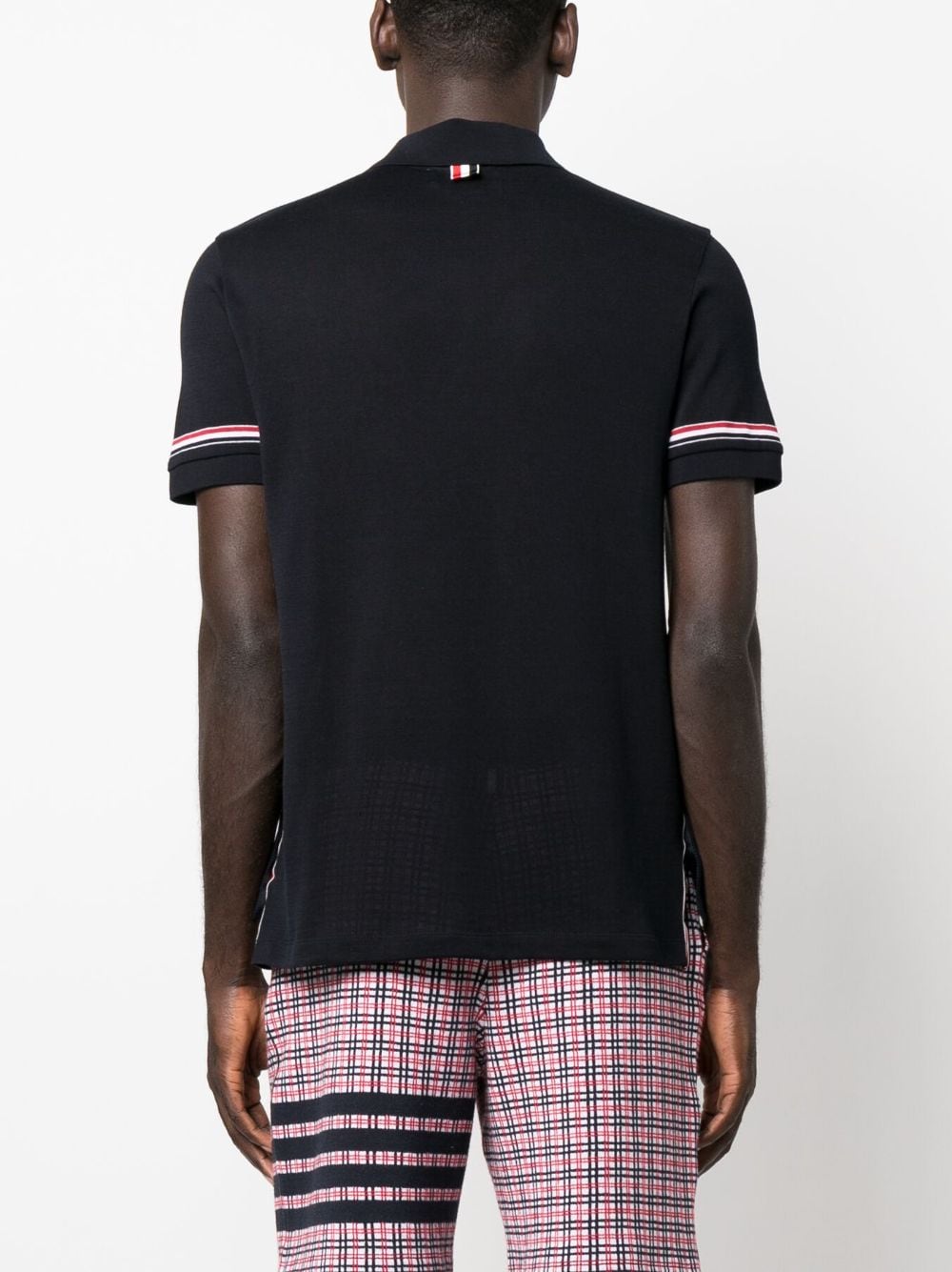 THOM BROWNE Men's Tricolor Intarsia Polo Shirt