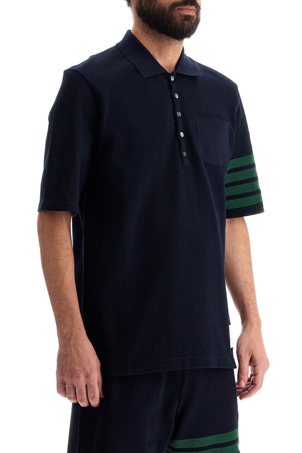 THOM BROWNE Contrast Detail Short-Sleeved Polo Shirt (Size 2)