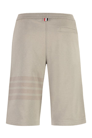 THOM BROWNE Men's Beige Cotton Shorts with Striped and Tricolor Details in Size 46IT