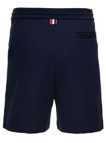 THOM BROWNE Quần short Bermuda cotton xanh cho mùa thu đông 2024