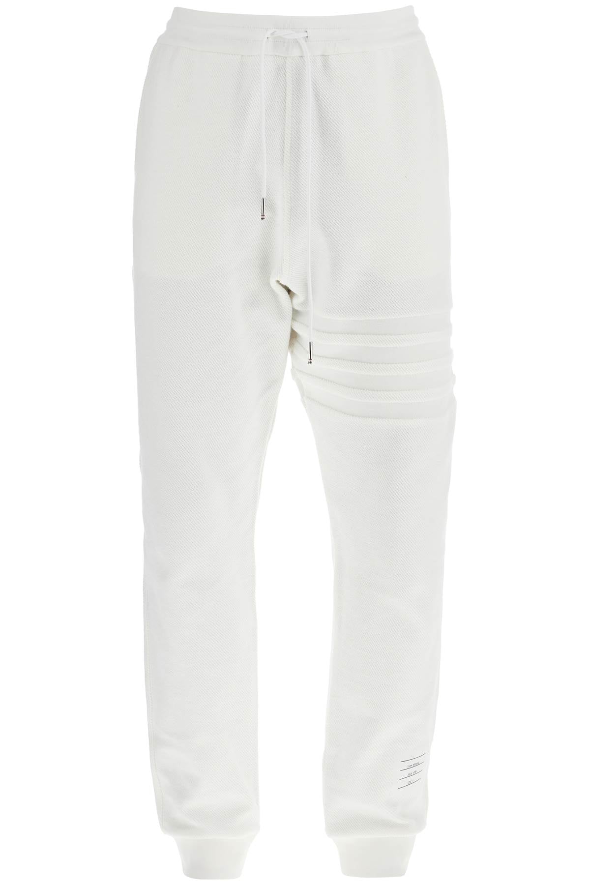 THOM BROWNE Slim Fit Cotton Sweatpants with Iconic Stripes