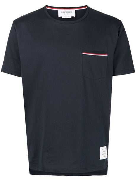 THOM BROWNE Classic Cotton Pocket T-Shirt for Men - Mini Style