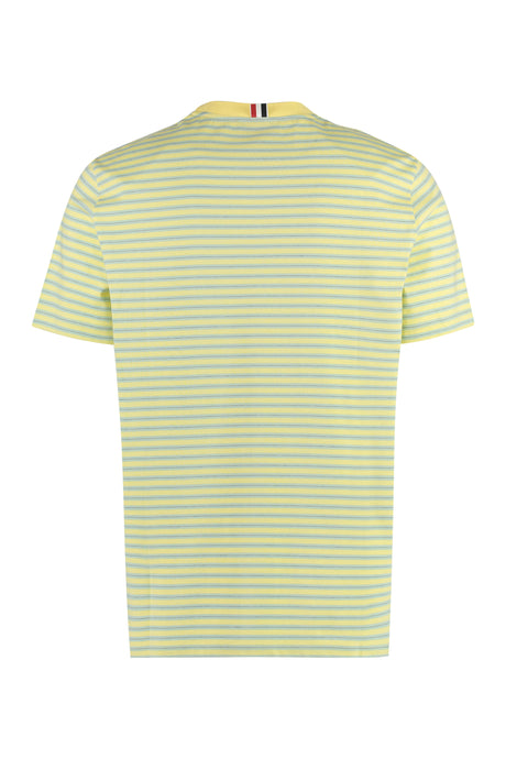 THOM BROWNE Men's Striped Cotton T-shirt with Tricolor Detail and Side Slits