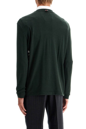 THOM BROWNE Elegant Long-Sleeved Wool T-Shirt with Iconic Stripes