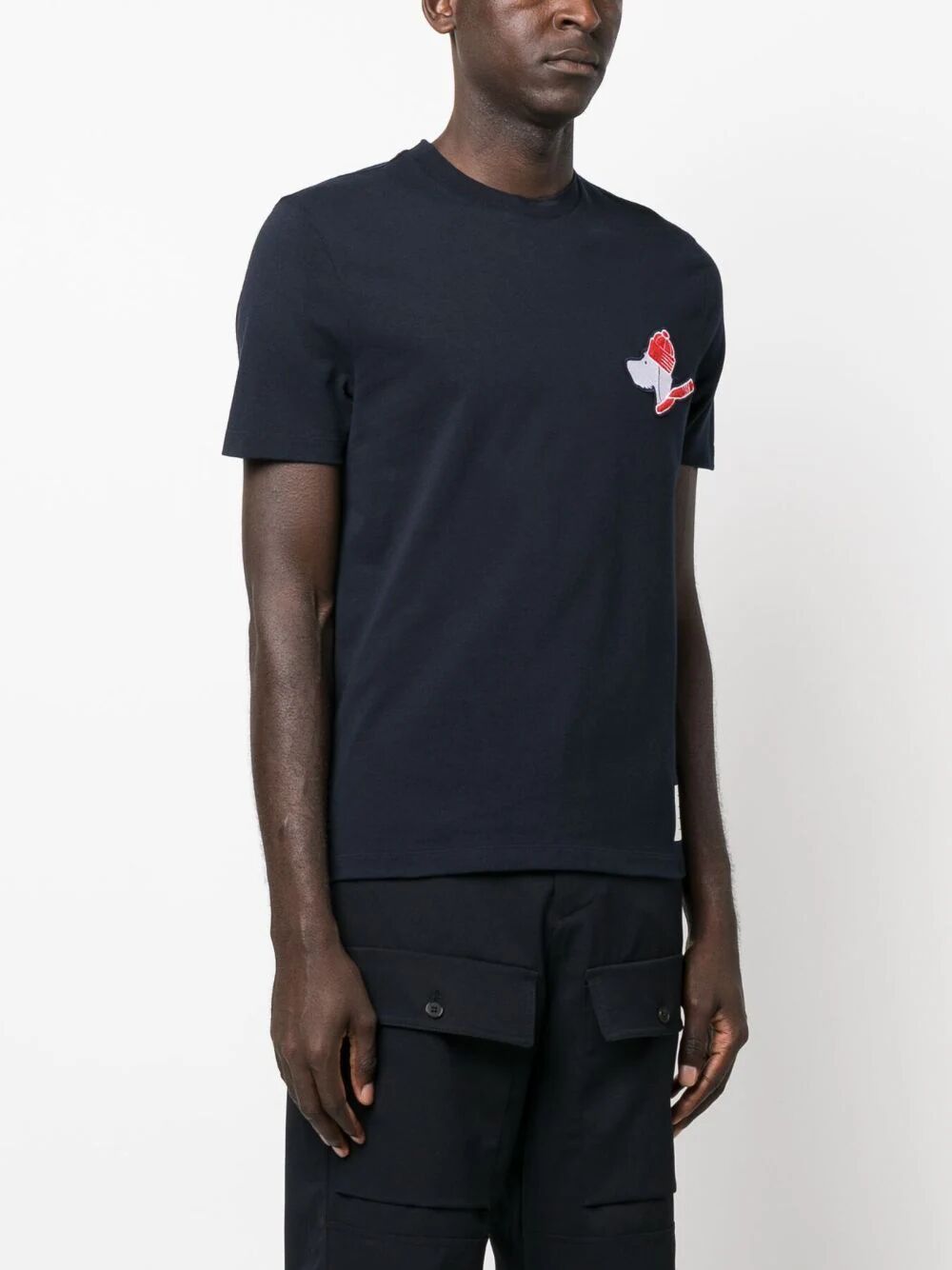 THOM BROWNE Navy Cotton Crew-Neck T-shirt for Men