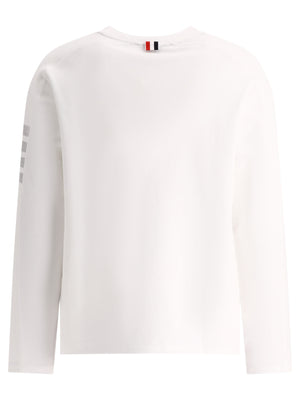 THOM BROWNE Men's 4-Bar White T-Shirt with Long Sleeves and Contrast Detail