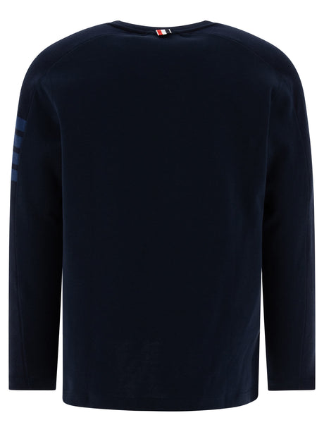 THOM BROWNE Classic 4-Bar Long Sleeve Cotton Tee