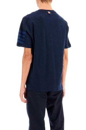 THOM BROWNE Contemporary Crew Neck Tee with Signature Four-Bar Sleeve