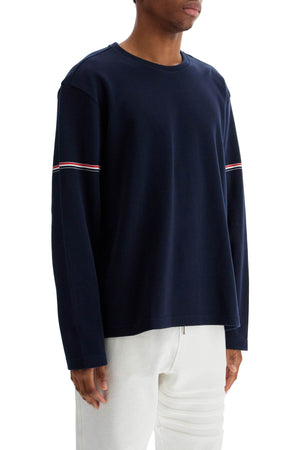 THOM BROWNE Men's Cotton Rugby T-Shirt with Stripe