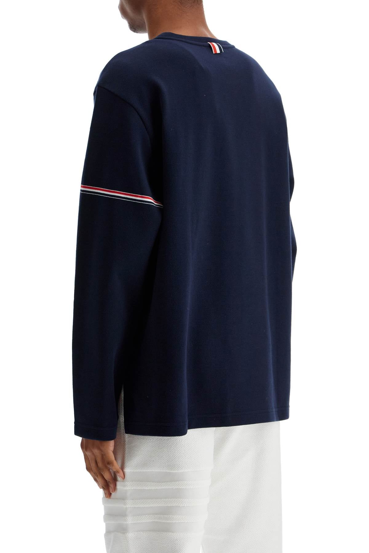 THOM BROWNE Men's Cotton Rugby T-Shirt with Stripe