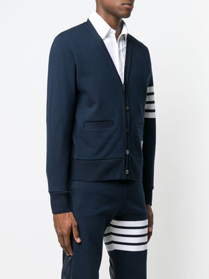 THOM BROWNE Elegant Navy Wool Cardigan for Men