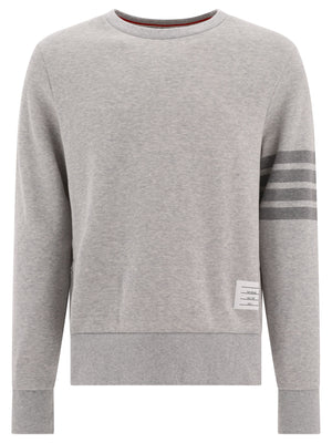 THOM BROWNE Men's 4-Bar Striped Crewneck Sweatshirt in Grey