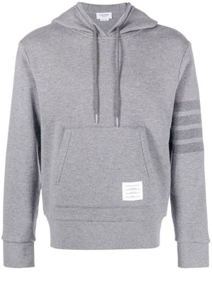 THOM BROWNE Men's Wool Pullover Hoodie in Grey for FW23