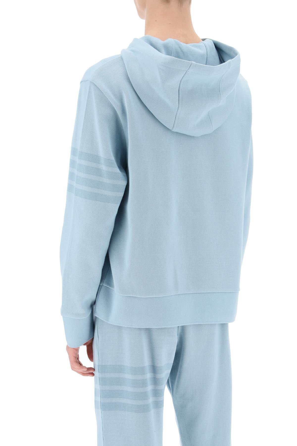 Áo Hoodie nam 100% cotton màu xanh nhạt với họa tiết 4-bar đồng tông