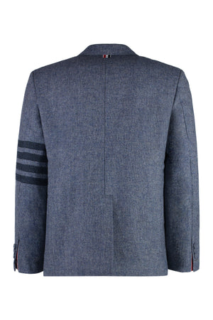 THOM BROWNE Elegant Wool Single-Breasted Blazer in Light Blue