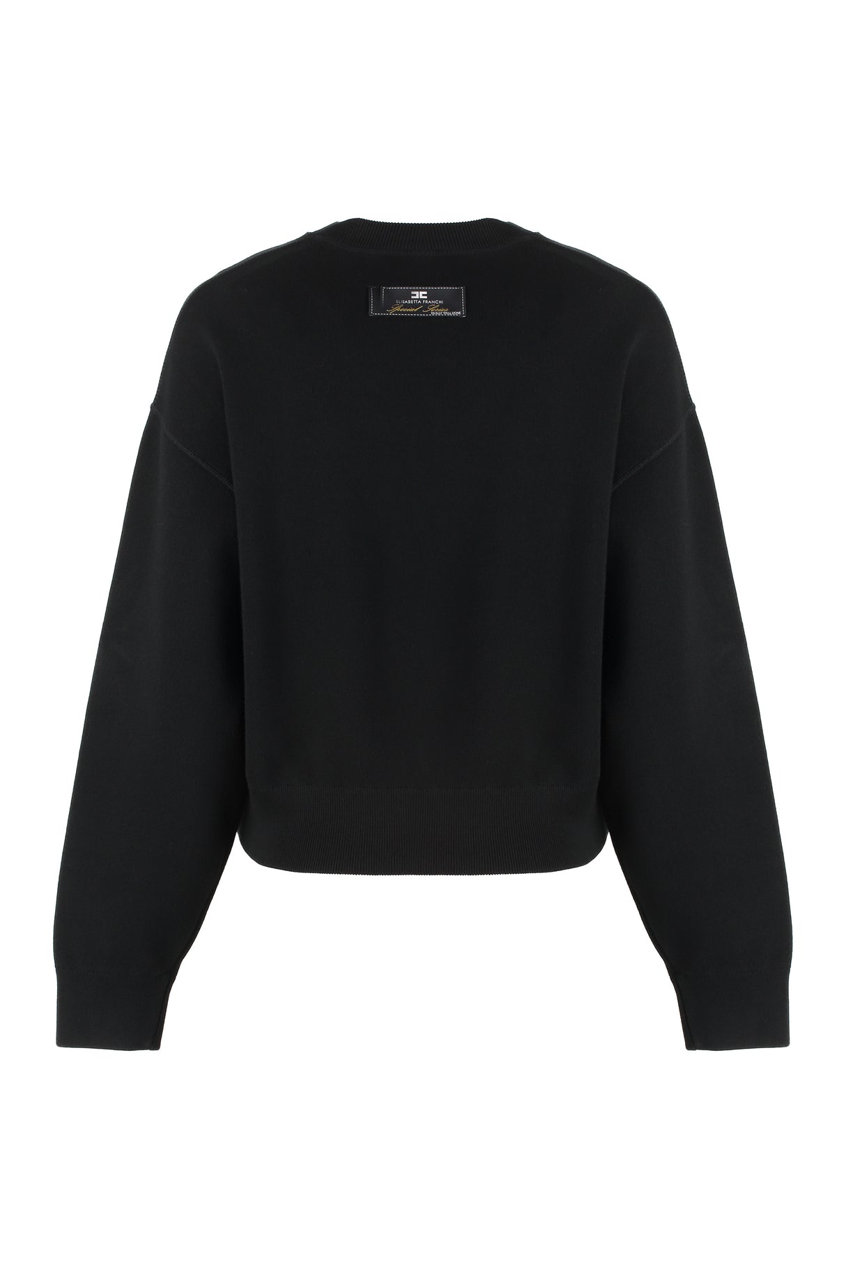 ELISABETTA FRANCHI Embellished Black Knit Sweater for Women