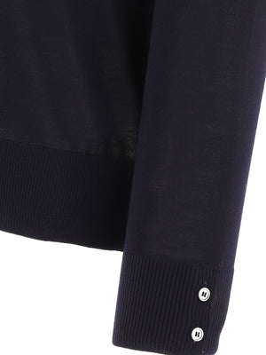 THOM BROWNE Navy Blue 4-BAR Merino Wool Knit Jumper for Men - SS24 Collection